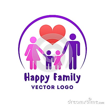 Happy family love vector logo Vector Illustration