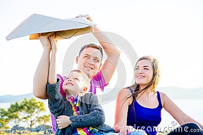 Happy family outside Stock Photo