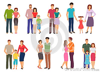 Happy family. People Figures, Parenting, Parents, Children, Kids, Son, Daughter Vector Illustration