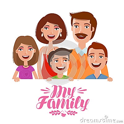 Happy family. People, parents and children concept. Cartoon vector illustration Vector Illustration