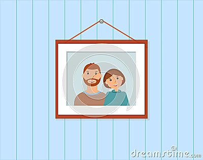 Happy family portrait: loving couple on the blue background Vector Illustration