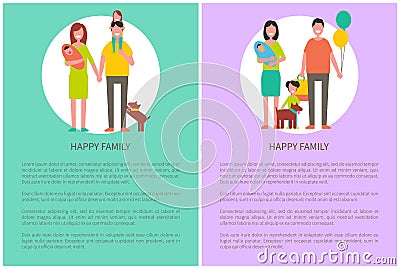 Happy Family Poster Togetherness and Love Concept Vector Illustration