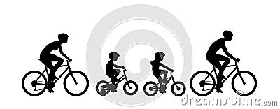 Happy family riding bicycle together Vector Illustration