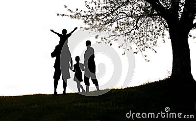 Happy family, silhouette Stock Photo