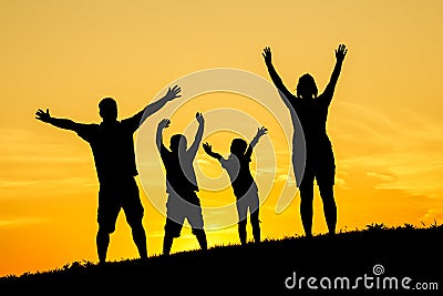 Happy family silhouette Stock Photo