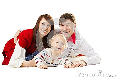 Happy family, smiling father mother and laughing baby Stock Photo
