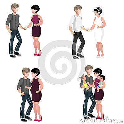 Happy family stages Vector Illustration