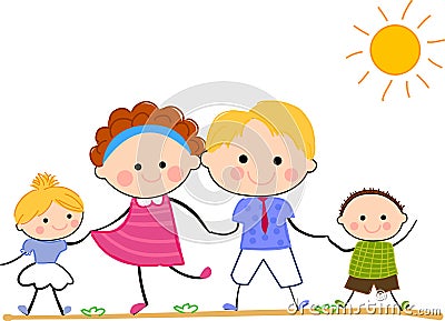 Happy family standing together Vector Illustration