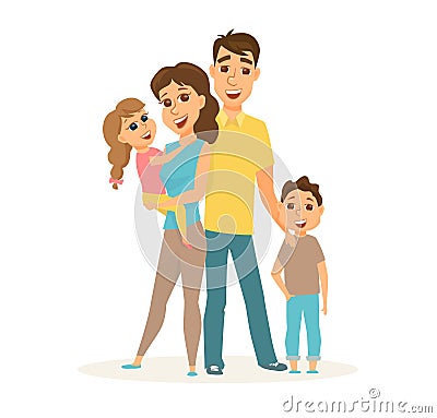 Happy family standing Vector Illustration