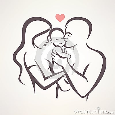 Happy family stylized vector symbol Vector Illustration