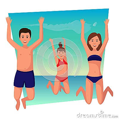 Happy family summer vacation. Vector Illustration