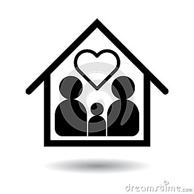 Happy family icon black Vector Illustration