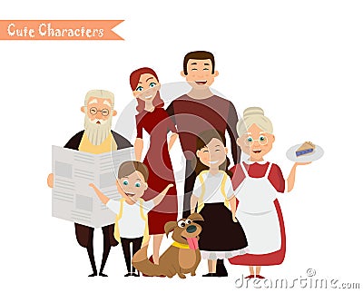 Happy family in the white background. Vector Illustration