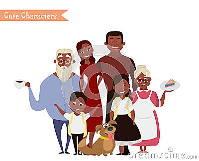 Happy family in the white background. Vector Illustration