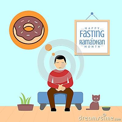 Happy Fasting Day in Ramadhan month greeting card Vector Illustration