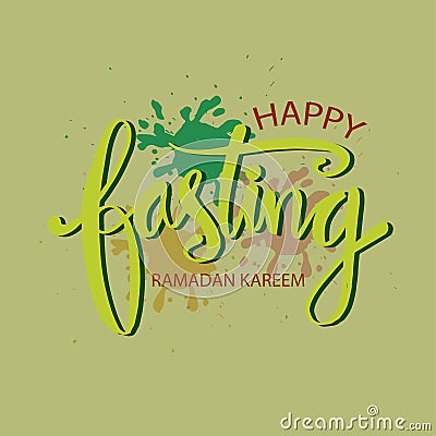 Happy fasting ramadan kareem hand lettering typography. Stock Photo