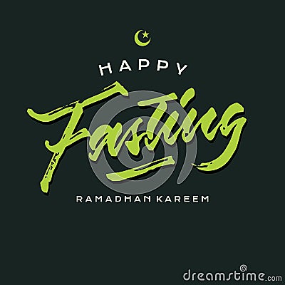 Happy fasting ramadhan kareem roughen brush lettering typography greeting card poster Stock Photo