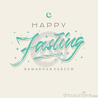 Happy fasting ramadhan roughen brush lettering typography greeting card poster Stock Photo