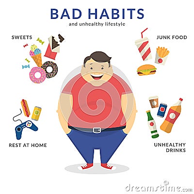 Happy fat man Vector Illustration