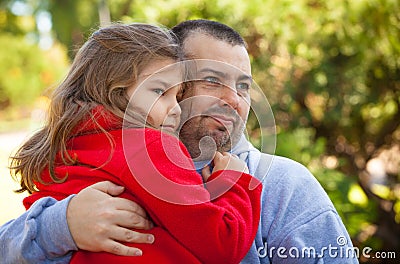 Happy father and daughter in summer Stock Photo