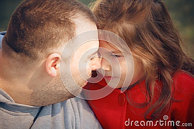 Happy father and daughter in summer Stock Photo