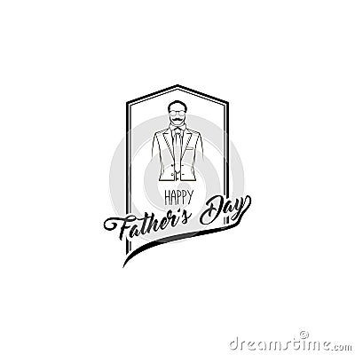 Happy father day card. Suit, Necktie, Mustache, Glasses. Fathers day symbols. Greeting card. Vector. Vector Illustration