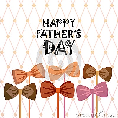 Happy Father Day Family Holiday, Necktie Greeting Card Vector Illustration