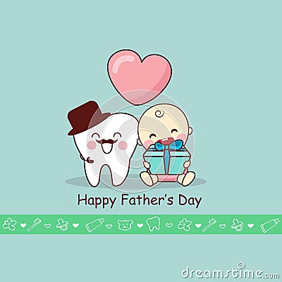 Happy Father Day with teeth Vector Illustration