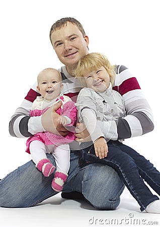 Happy father with his children Stock Photo