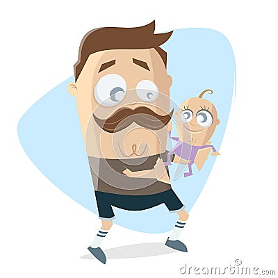 Happy father with his new born baby Vector Illustration