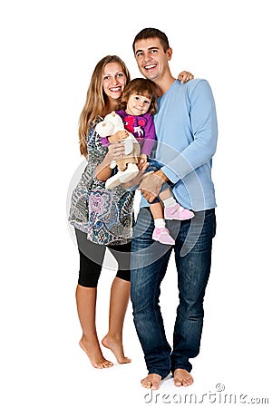 Happy father, mother and daughter Stock Photo