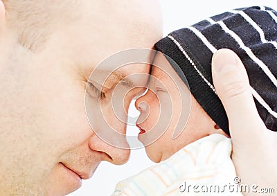 Happy father with newborn son Stock Photo