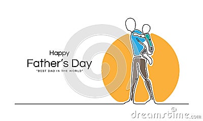 Happy father`s day - Abstract line drawing The father carried his son on the back vector design Vector Illustration