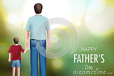 Happy Father`s Day background showing bonding and relationship between kid and father Vector Illustration