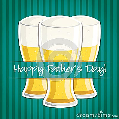 Happy Father`s Day beer card Vector Illustration