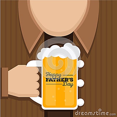 Happy Father's Day Card - Cheers For Super Dad! Vector Illustration