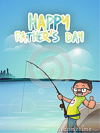 Happy Fathers Day celebration with cartoon man. Stock Photo