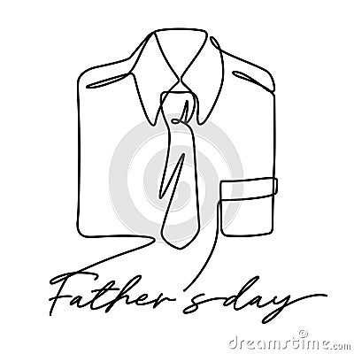 Happy father`s day gift tie and shirt line art Vector Illustration