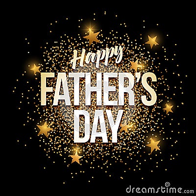 Happy Father`s Day golden glitter background banner. Vector Illustration