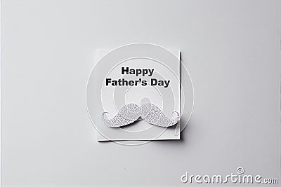 Happy Father's Day greeting card with a mustache on a white background. Generative AI Stock Photo