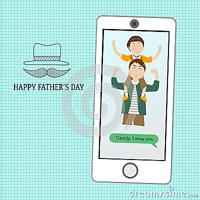 Happy father's day with linear style symbol Vector Illustration