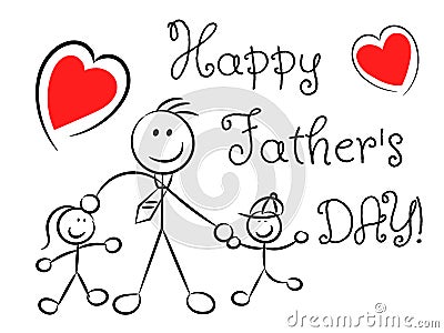 Happy father`s day naive stylized isolated Vector Illustration