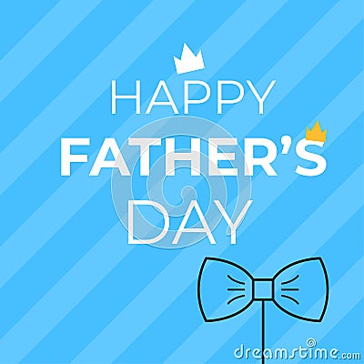 Happy Father's day poster on blue background. In minimalistic style with outline thematic icon Cartoon Illustration