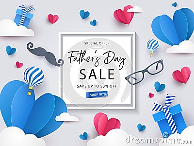 Happy Father`s Day Sale banner, greeting card, poster or flyer design Vector Illustration