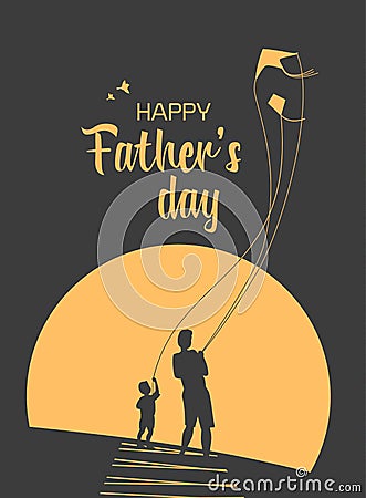 Happy Father`s Day Cartoon Illustration