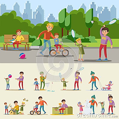 Happy Fatherhood Concept Vector Illustration