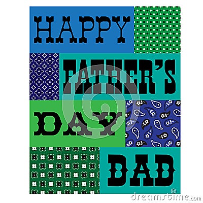 Happy fathers day bandana card blue green Vector Illustration