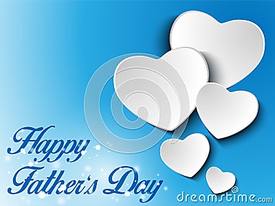 Happy Fathers Day Blue Heart Background Vector Illustration