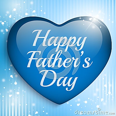 Happy Fathers Day Blue Heart Background Vector Illustration