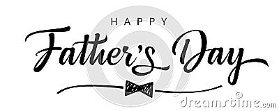 Happy Fathers Day bow tie typography banner Vector Illustration